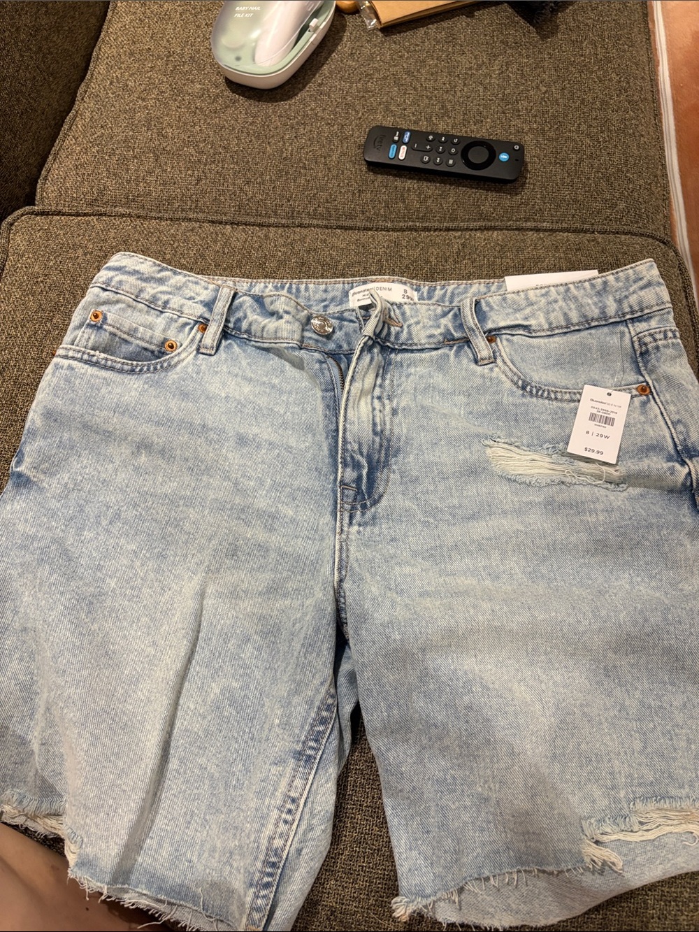 Bluenotes Light Wash Distressed Boyfriend Denim Shorts
